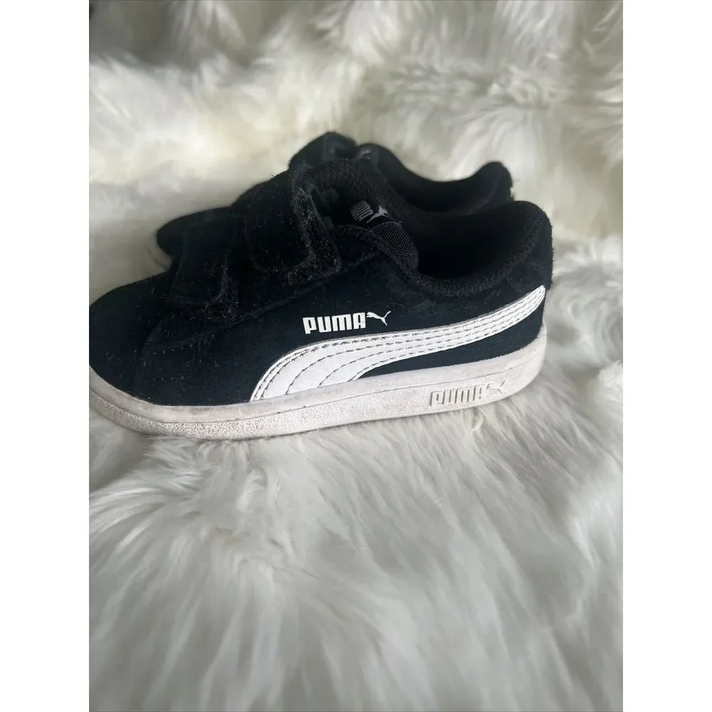 Puma Smash V2 Hook & Loop Sneaker Low Suede Upper Toddler Size 6 Black‎ Shoe